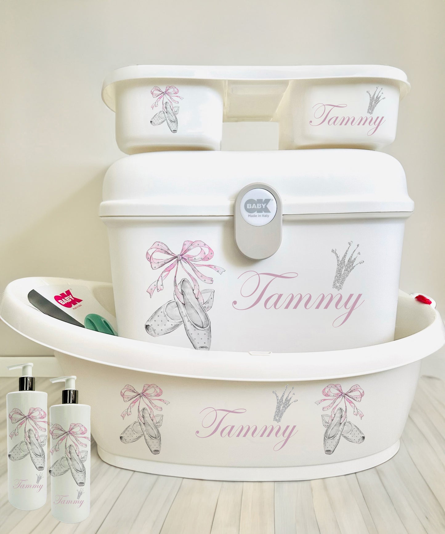 Ok baby personalised bath set ballet shoe