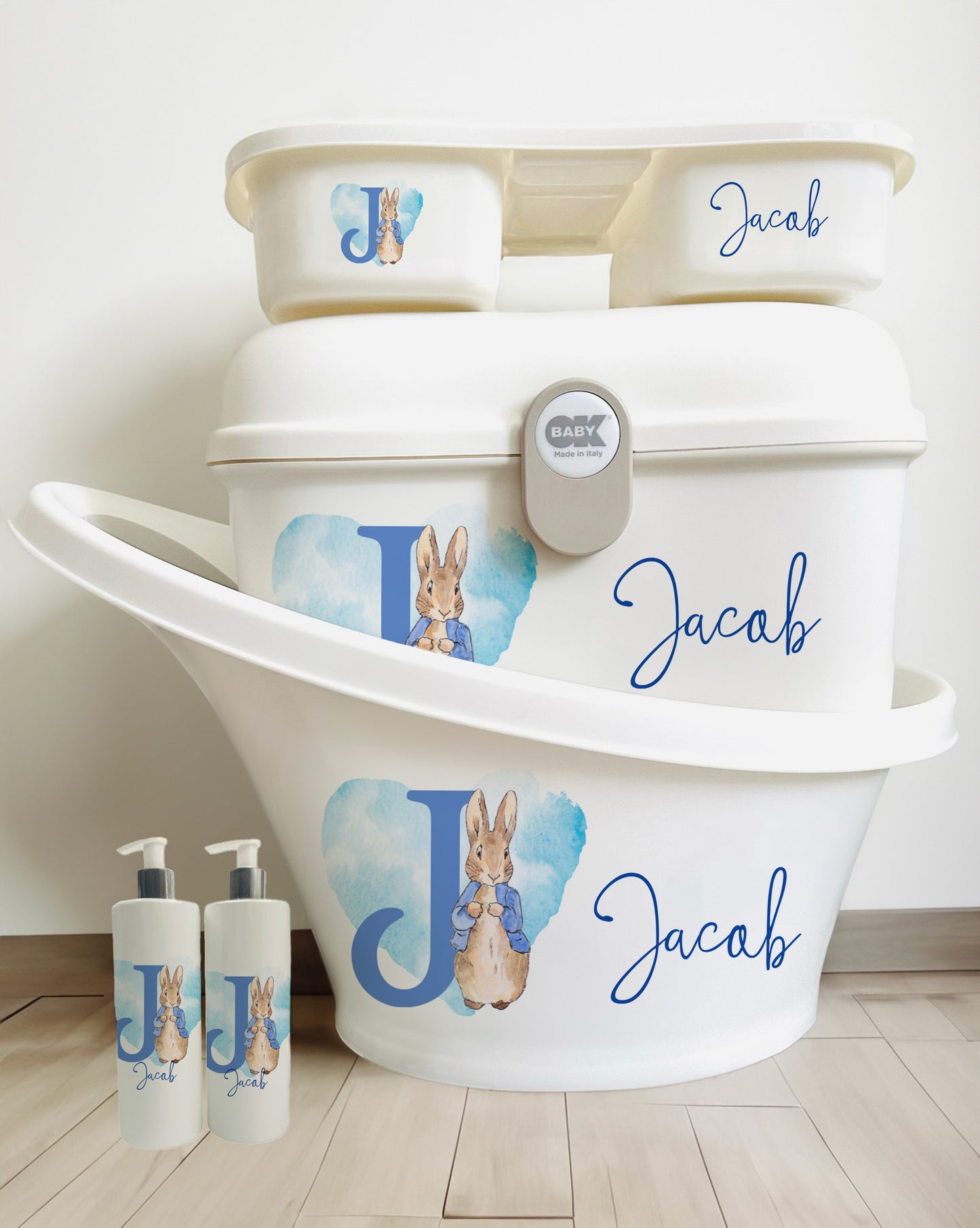 Shnuggle bath personalised set Peter rabbit