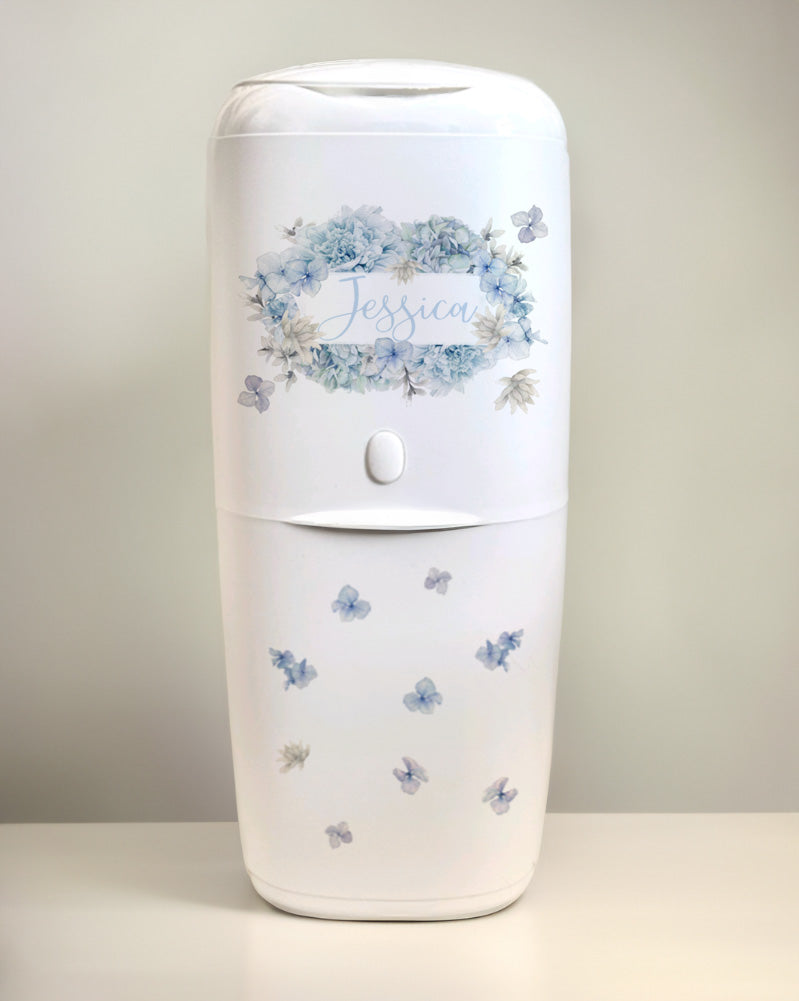 Angelcare Nappy Disposal System with 1 Refill Personalised Flowers blue