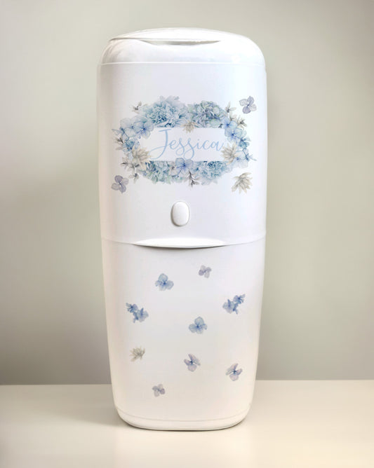 Angelcare Nappy Disposal System with 1 Refill Personalised Flowers blue