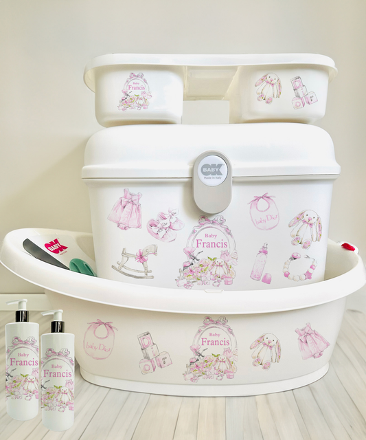 Ok Baby Personalised Lux Pink Bath set