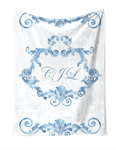 Personalised Swirl blue Blanket and pillow sets