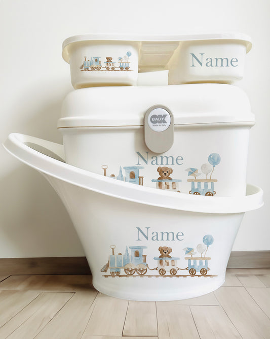 Shnuggle bath personalised set Train