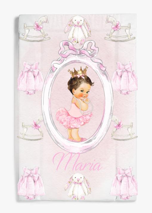 lux baby girl brown hair changing mat