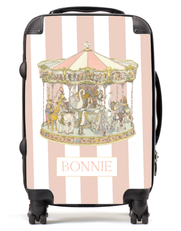 Personalised Suitcase vintage carousal pink