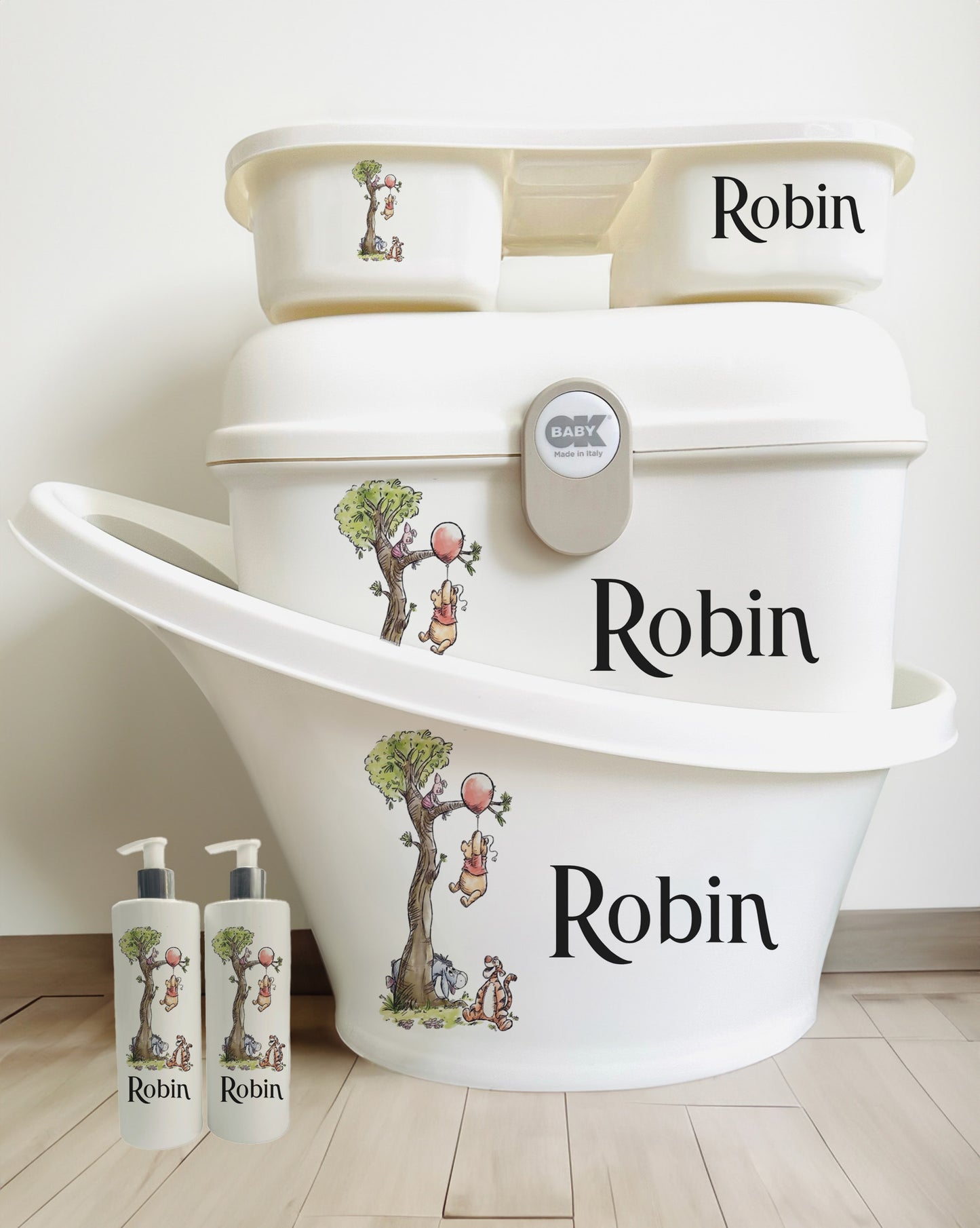 Shnuggle bath personalised set Disney winnie the pooh