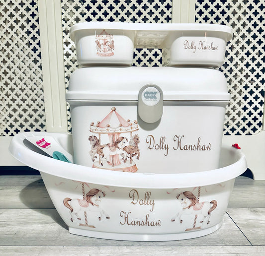 Ok Baby Personalised Carousel Pink Bath set