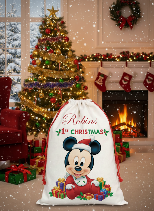 Christmas Micky mouse personalised sack