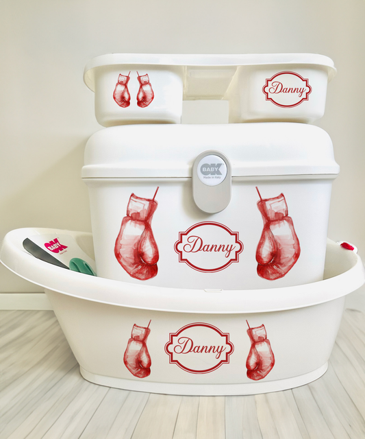 Ok baby bath personalised set Boxing set red