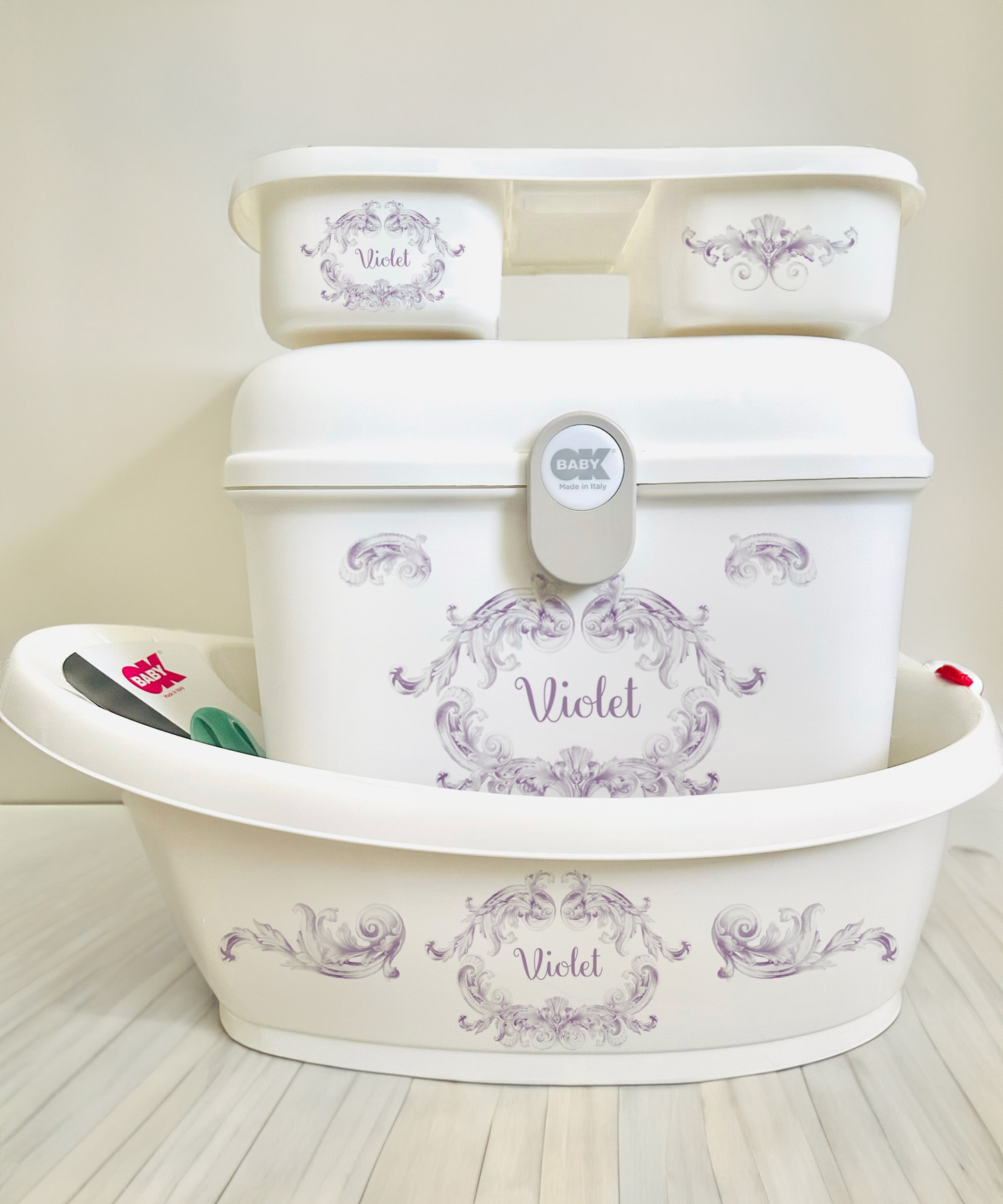 Ok baby bath personalised Swirl Purple