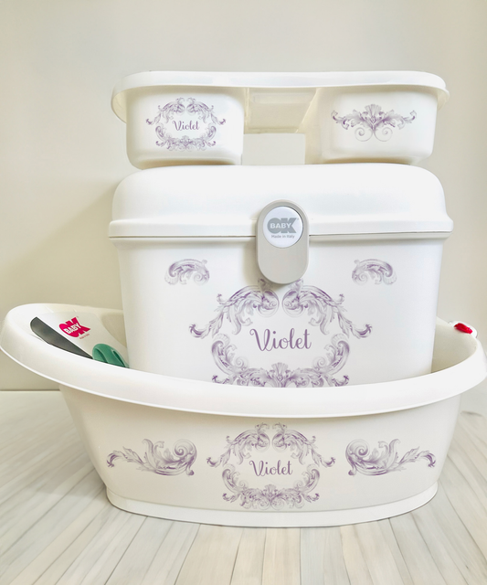 Ok baby bath personalised Swirl Purple