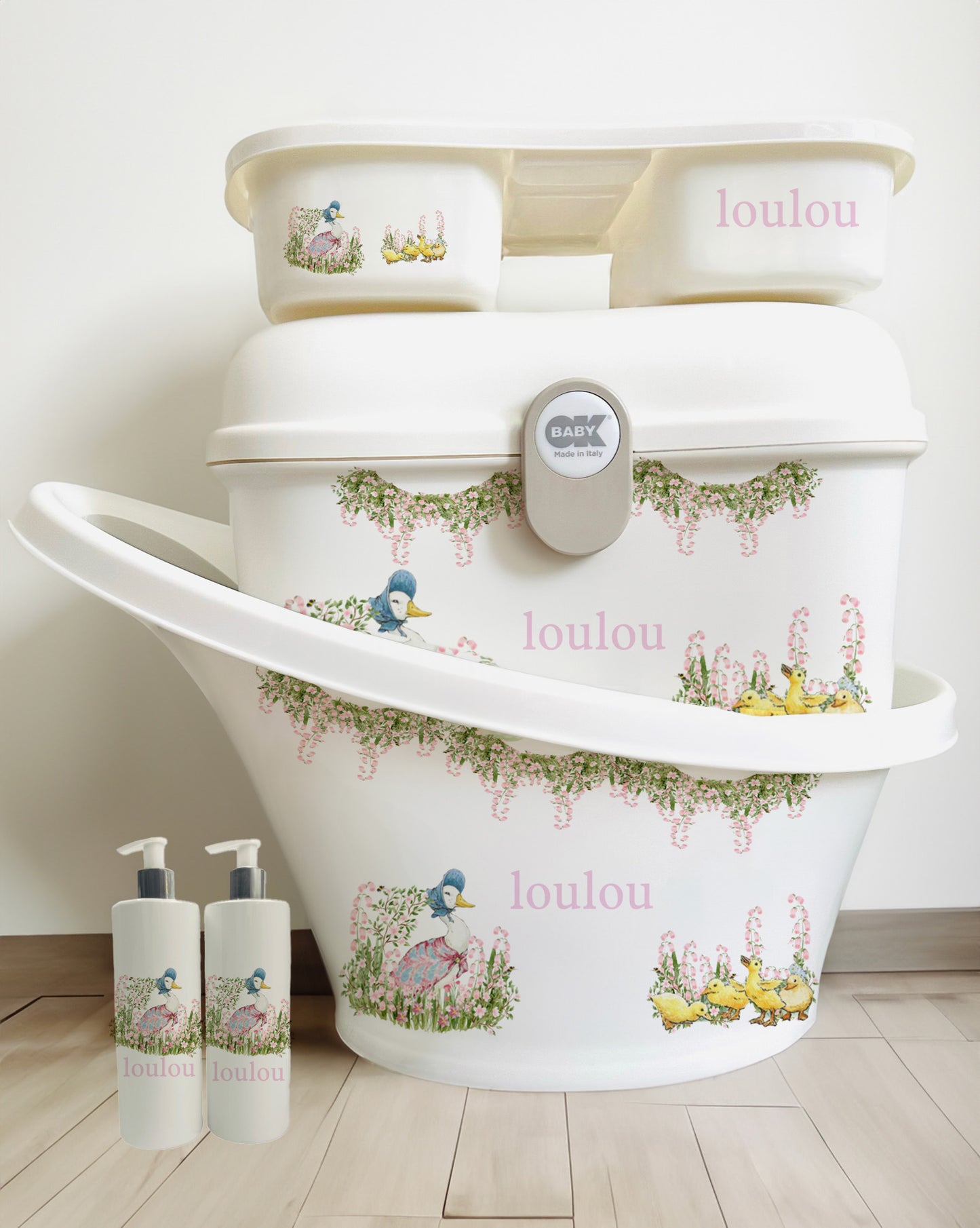 Shnuggle bath personalised set jemima puddle-duck