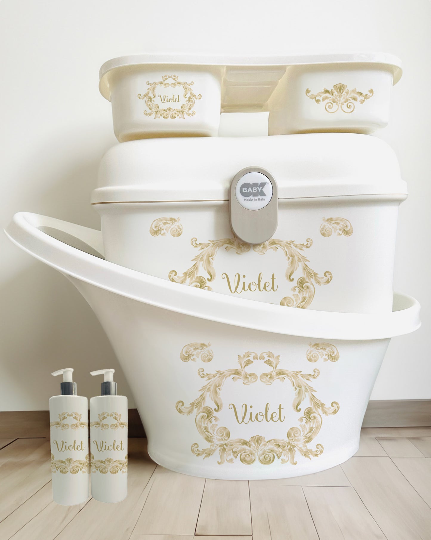 Shnuggle Bath personalised Set Swirl Gold