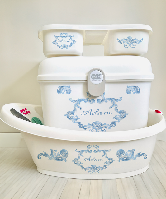 Ok baby bath personalised Swirl Blue
