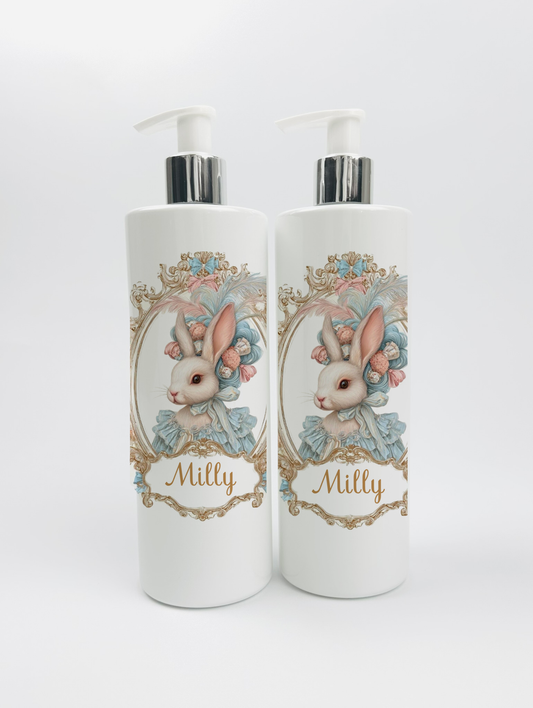 Shnuggle bath personalised set royal bunny