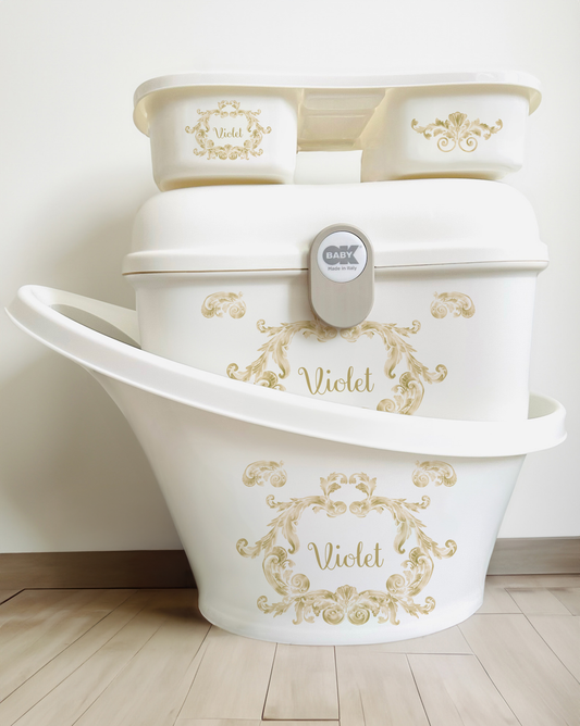 Shnuggle bath personalised set Swirl Gold