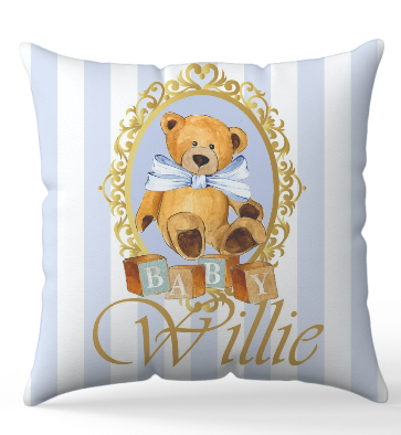 personalised Stripe Blue Bear Blanket and pillow sets