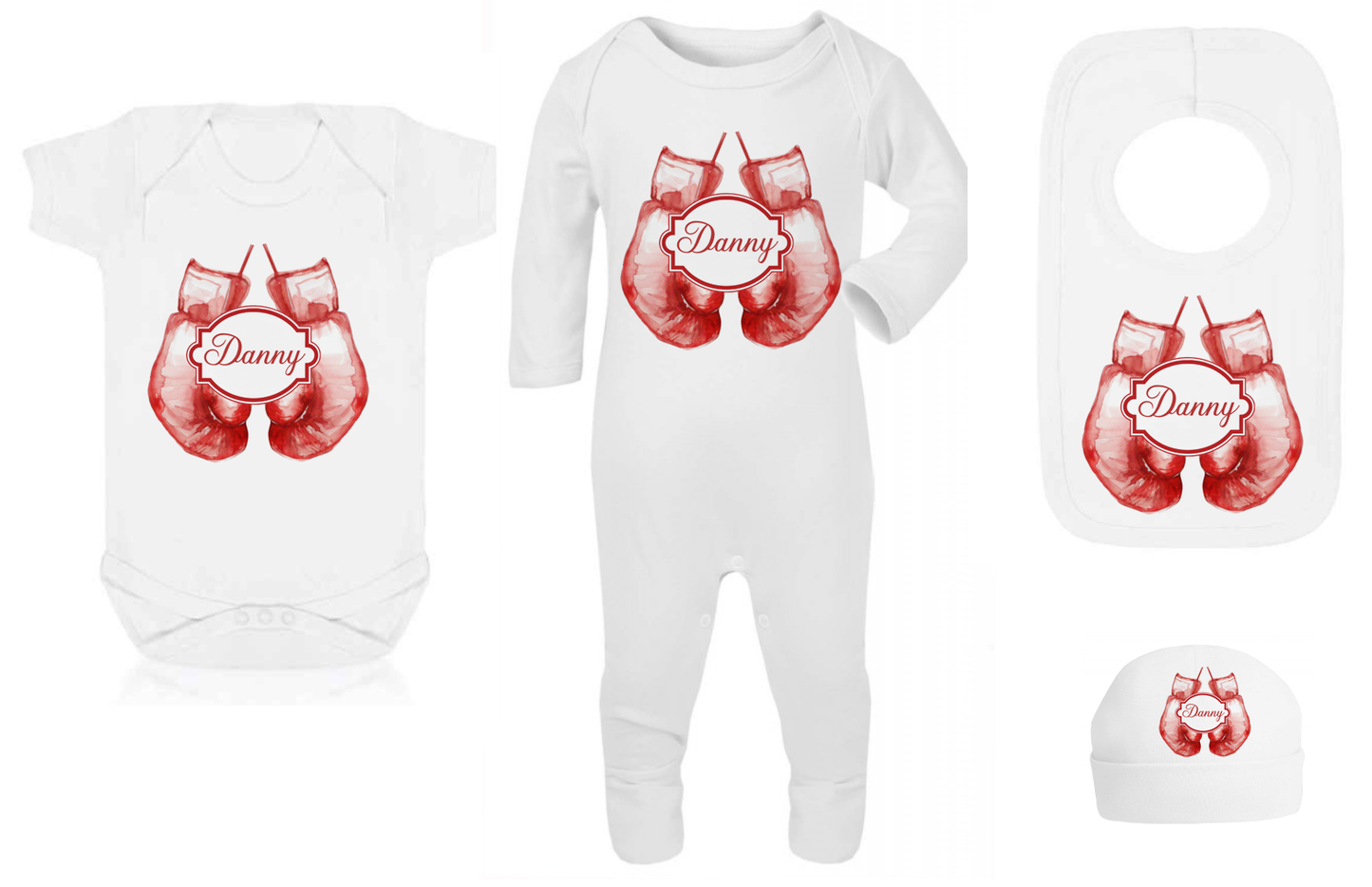 Shnuggle bath personalised set Boxing red