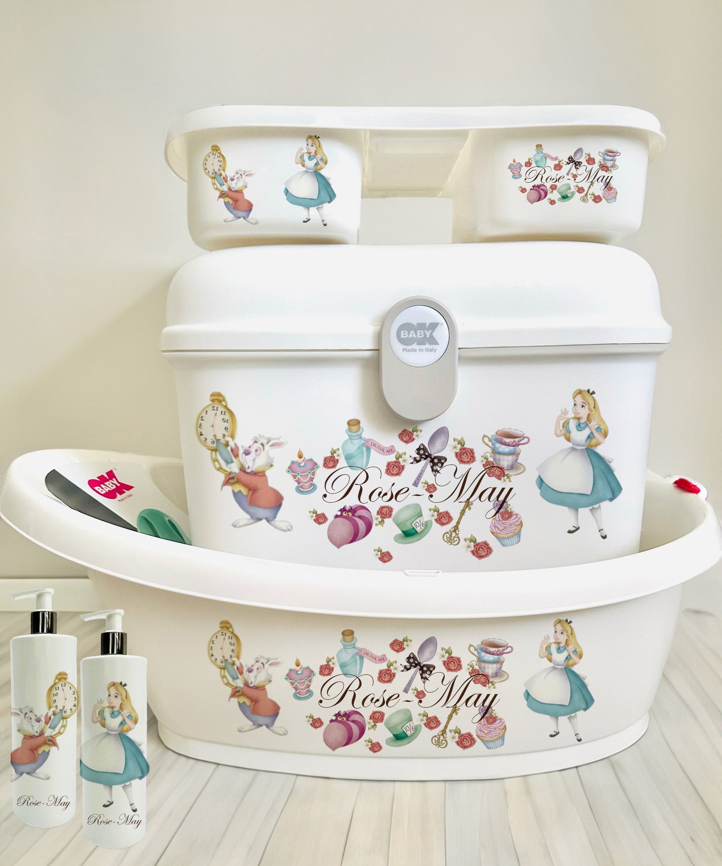 Ok Baby Bath personalised set Alice and the wonderland