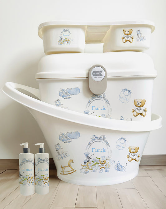 Shnuggle bath personalised set Lux blue