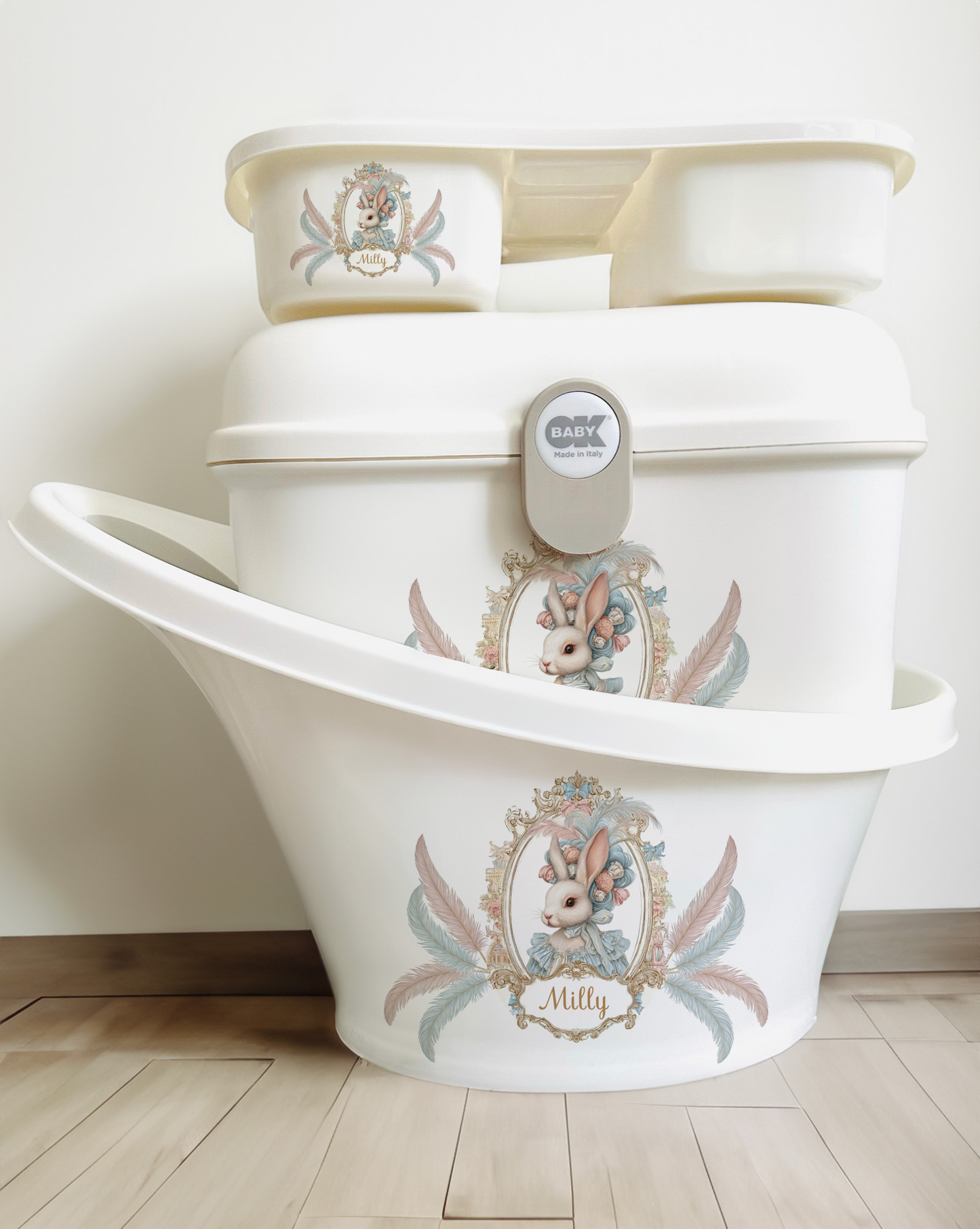 Shnuggle bath personalised set royal bunny