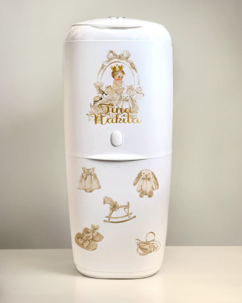 Angelcare Nappy Disposal System with 1 Refill Personalised Lux Gold Blonde Hair Baby