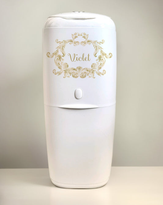 Angelcare Nappy Disposal System with 1 Refill Personalised Swirl Gold