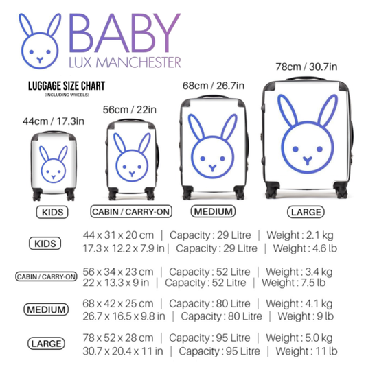 Personalised Blue bunny Suitcase