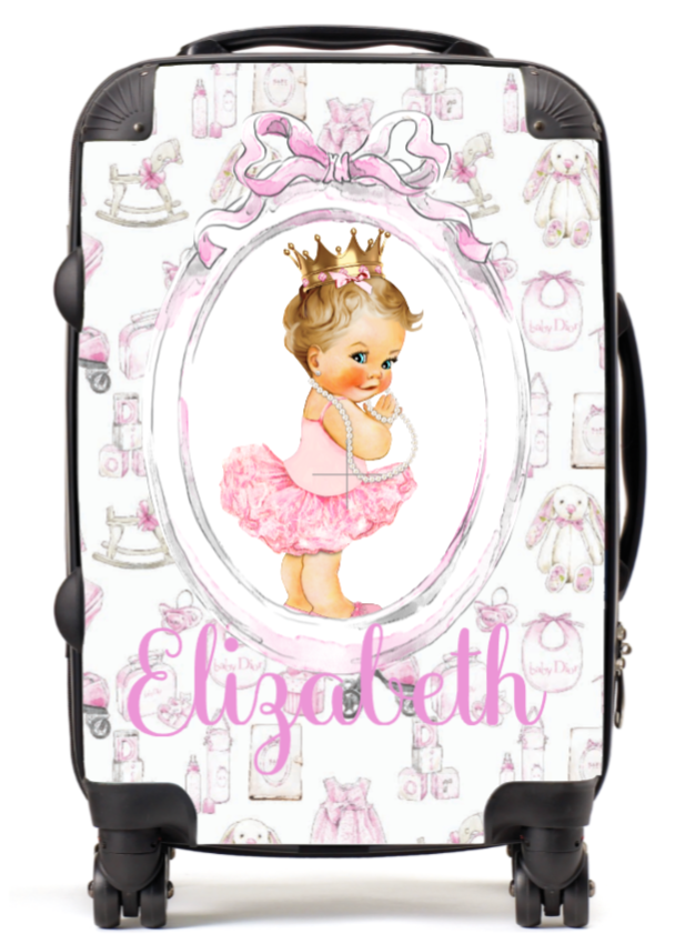 Personalised Suitcase Lux Pink Blonde baby