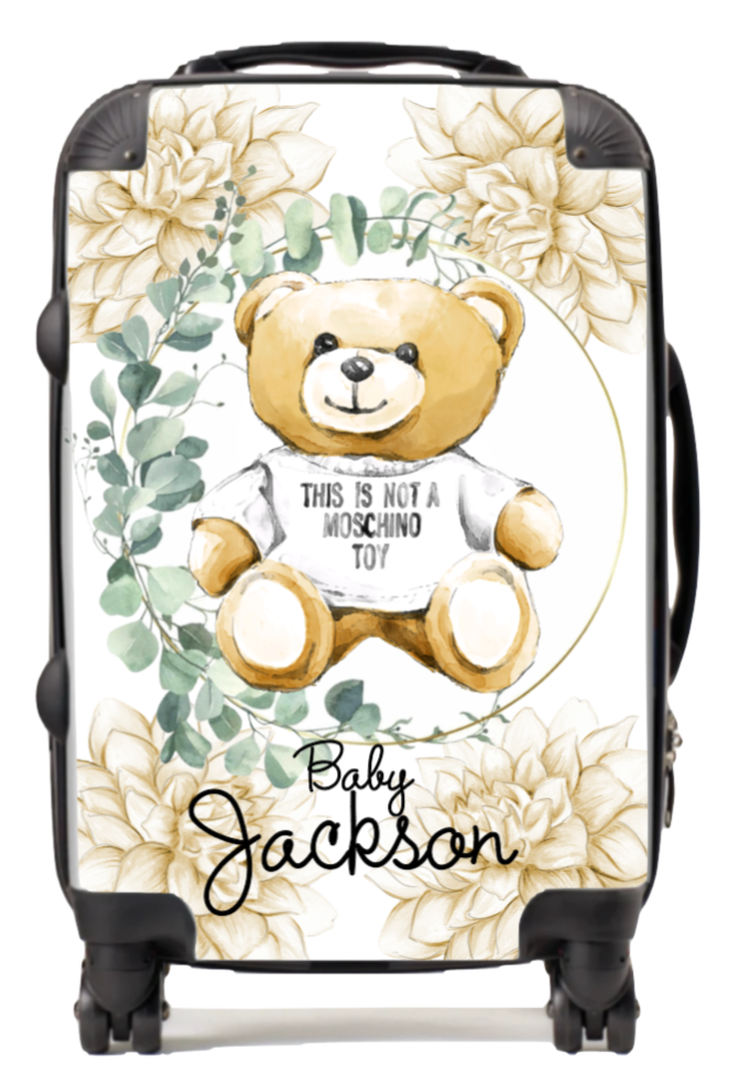 Personalised Neutral bear Suitcase