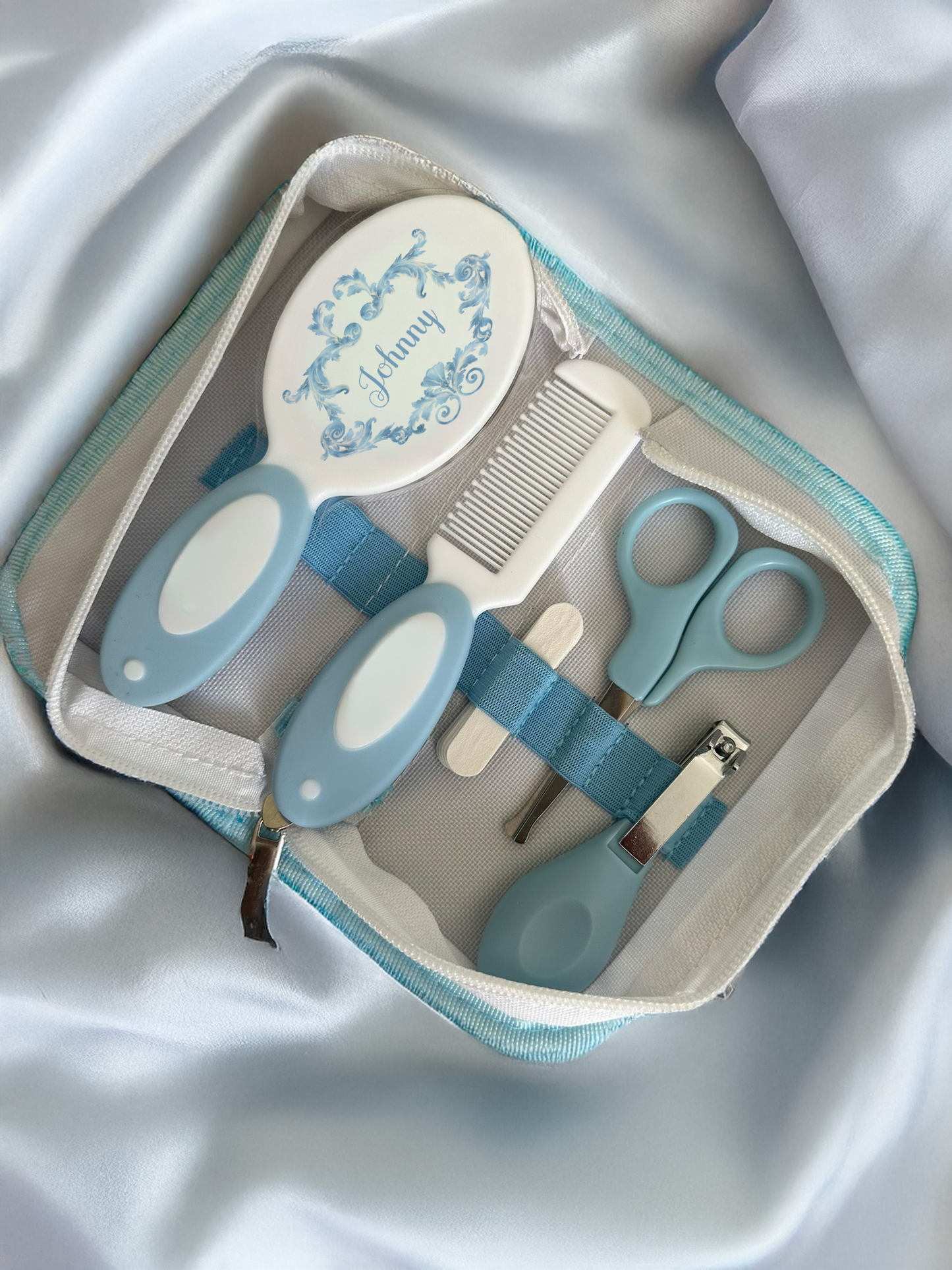 Ok baby bath personalised Swirl Blue