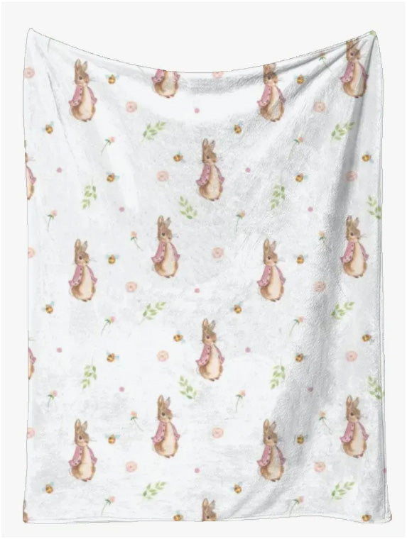 Personalised peter rabbit pink Blanket and pillow sets