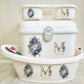 Ok baby bath personalised set Blue/Gold rose