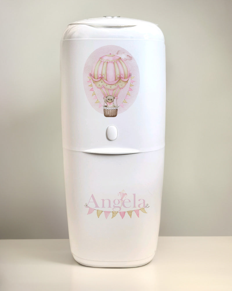 Angelcare Nappy Disposal System with 1 Refill Personalised Hotair Balloon Pink