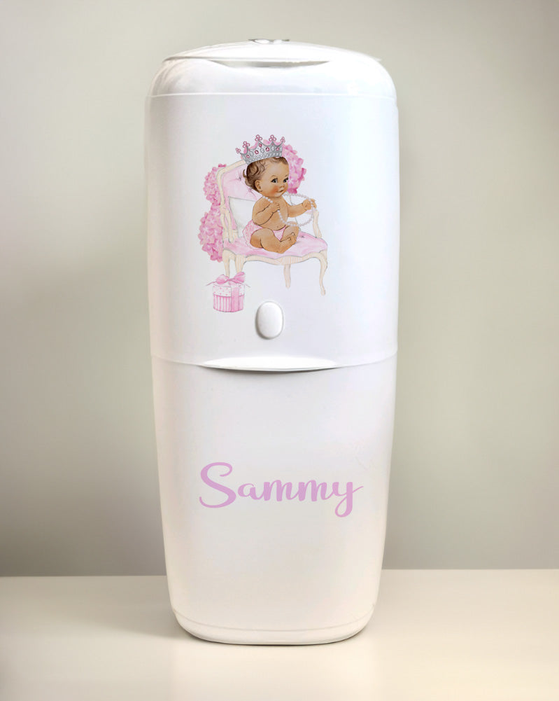 Angelcare Nappy Disposal System with 1 Refill Personalised Throne Baby Pink