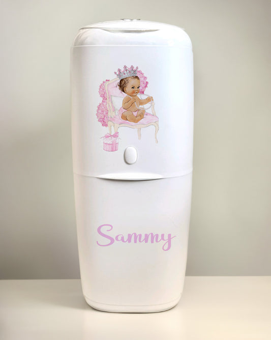 Angelcare Nappy Disposal System with 1 Refill Personalised Throne Baby Pink