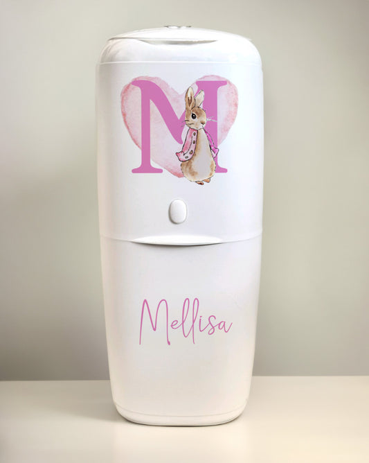 Angelcare Nappy Disposal System with 1 Refill Personalised Peter Rabbit Initial Pink