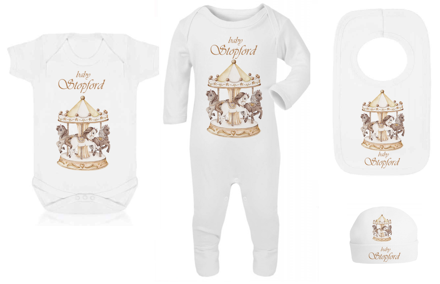 Ok baby bath personalised set Carousal Cream