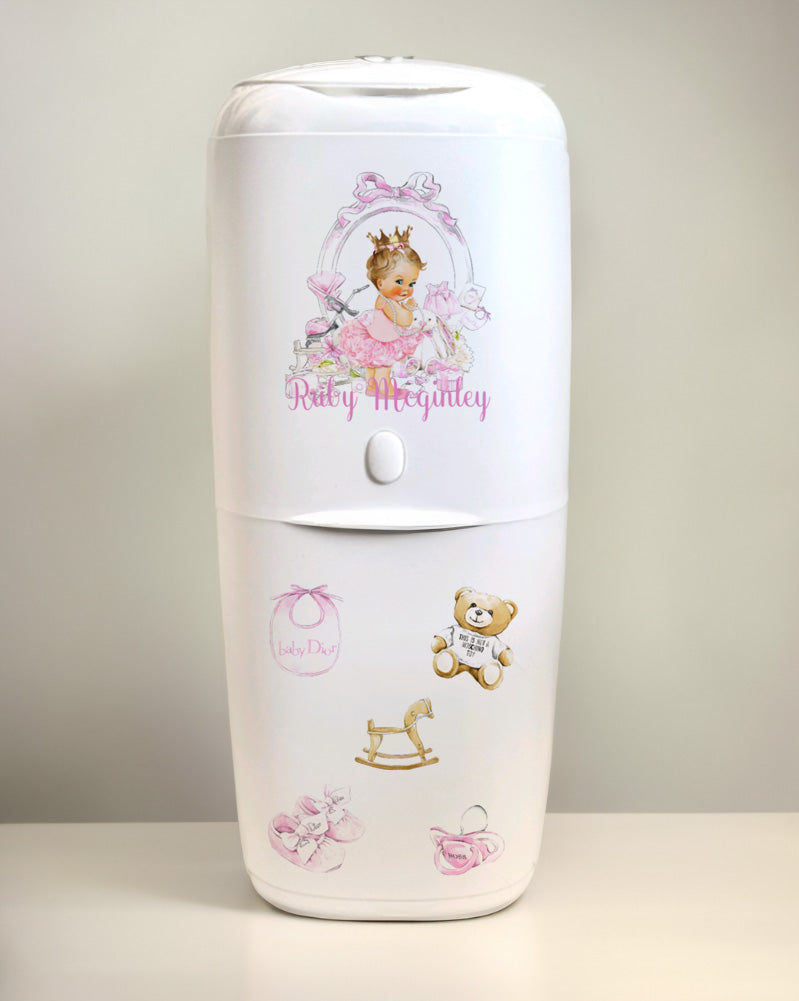 Angelcare Nappy Disposal System with 1 Refill Personalised Lux Pink Blonde Hair Baby