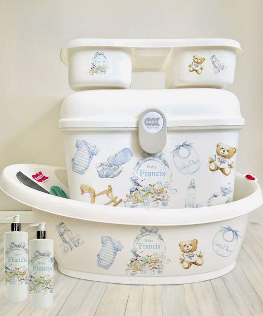 Ok Baby Personalised Lux Blue Bath set