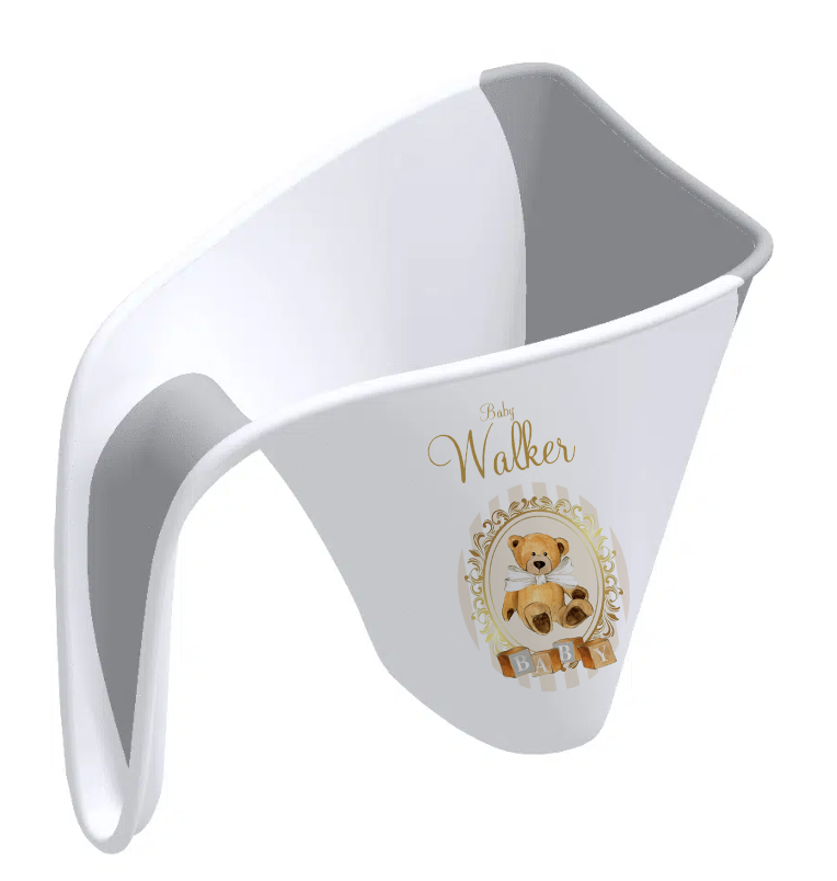 Ok baby bath personalised set Stripe bear Cream