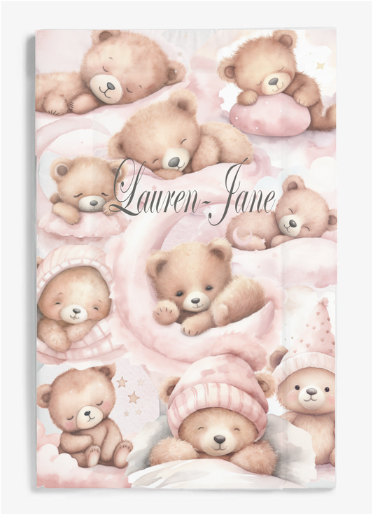 sleeping bear pink changing mat