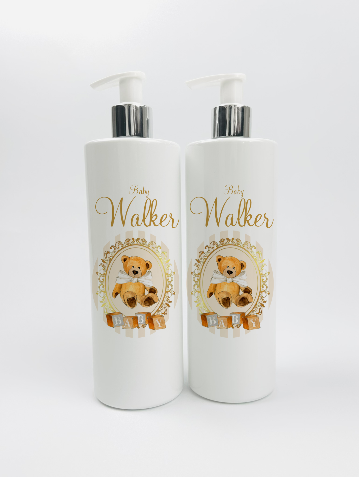 Ok baby bath personalised set Stripe bear Cream