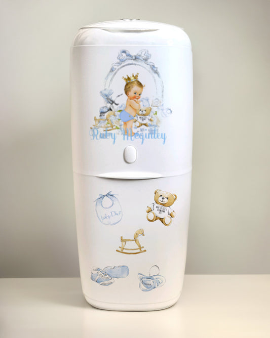 Angelcare Nappy Disposal System with 1 Refill Personalised Lux Blue blonde hair baby