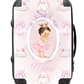 Personalised Lux Pink Brown Hair baby suitcase and changing bag