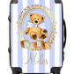 Personalised Stripe Vintage blue bear Suitcase and changing bag