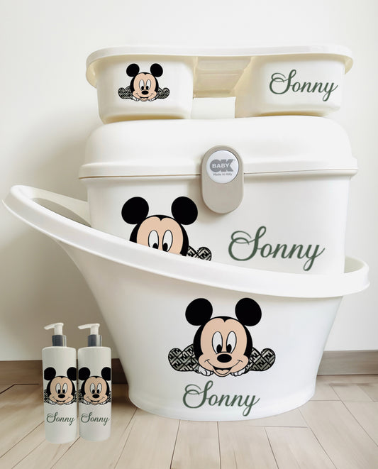Shnuggle bath personalised Disney Mickey fendi design