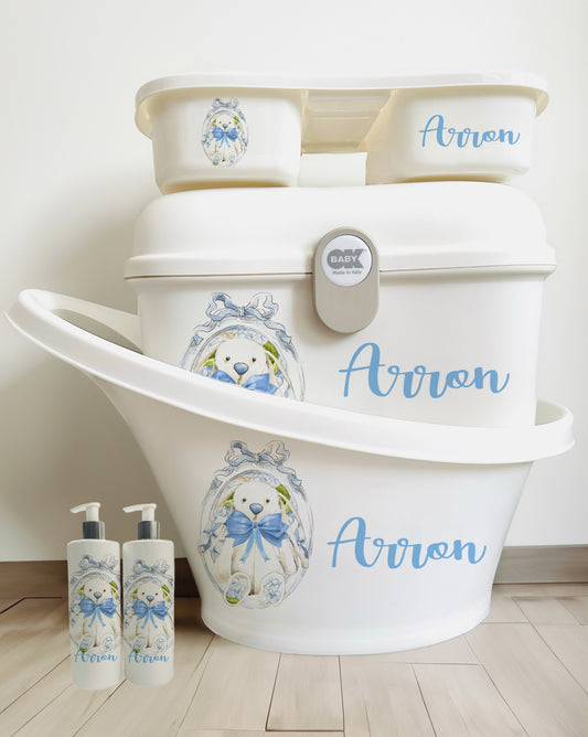 Shnuggle bath personalised set Lux blue bunny