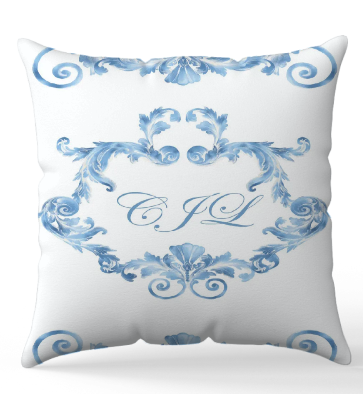 Personalised Swirl blue Blanket and pillow sets