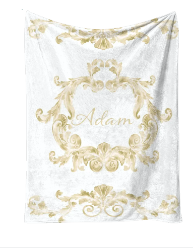 Personalised Swirl Gold Blanket and pillow sets